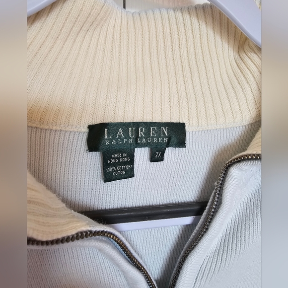 Ralph Lauren Mint And Pale Yellow Zip Up Sweater - Picture 2 of 9